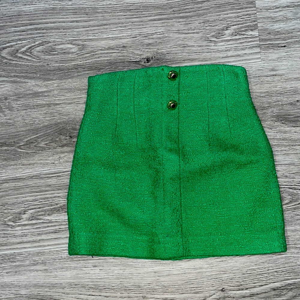 Zara mini skirt in green tweed
